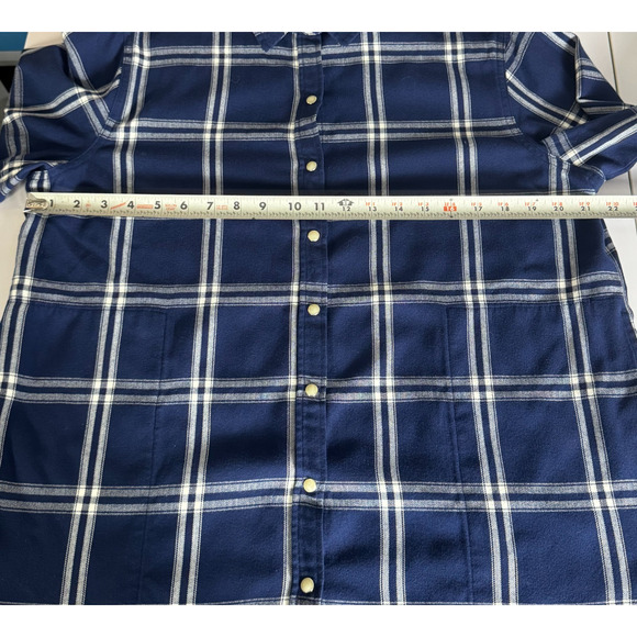 Jachs Girlfriend Womens Flannel Shirt Large Blue White Plaid Button Up EUC - Picture 8 of 10